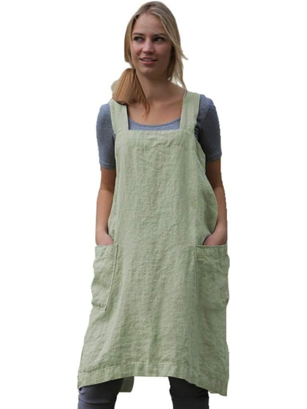 Women's Pinafore Square Apron Baking Cooking Gardening Works Cross Back Cotton/L